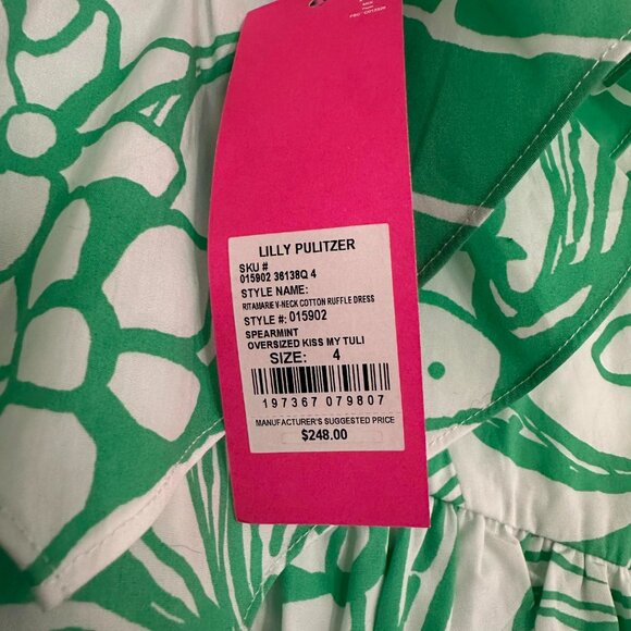 Lilly Pulitzer Ritamarie V-neck Cotton Ruffle Mini Fit & Flare Dress - NWT - 4 - Picture 4 of 12